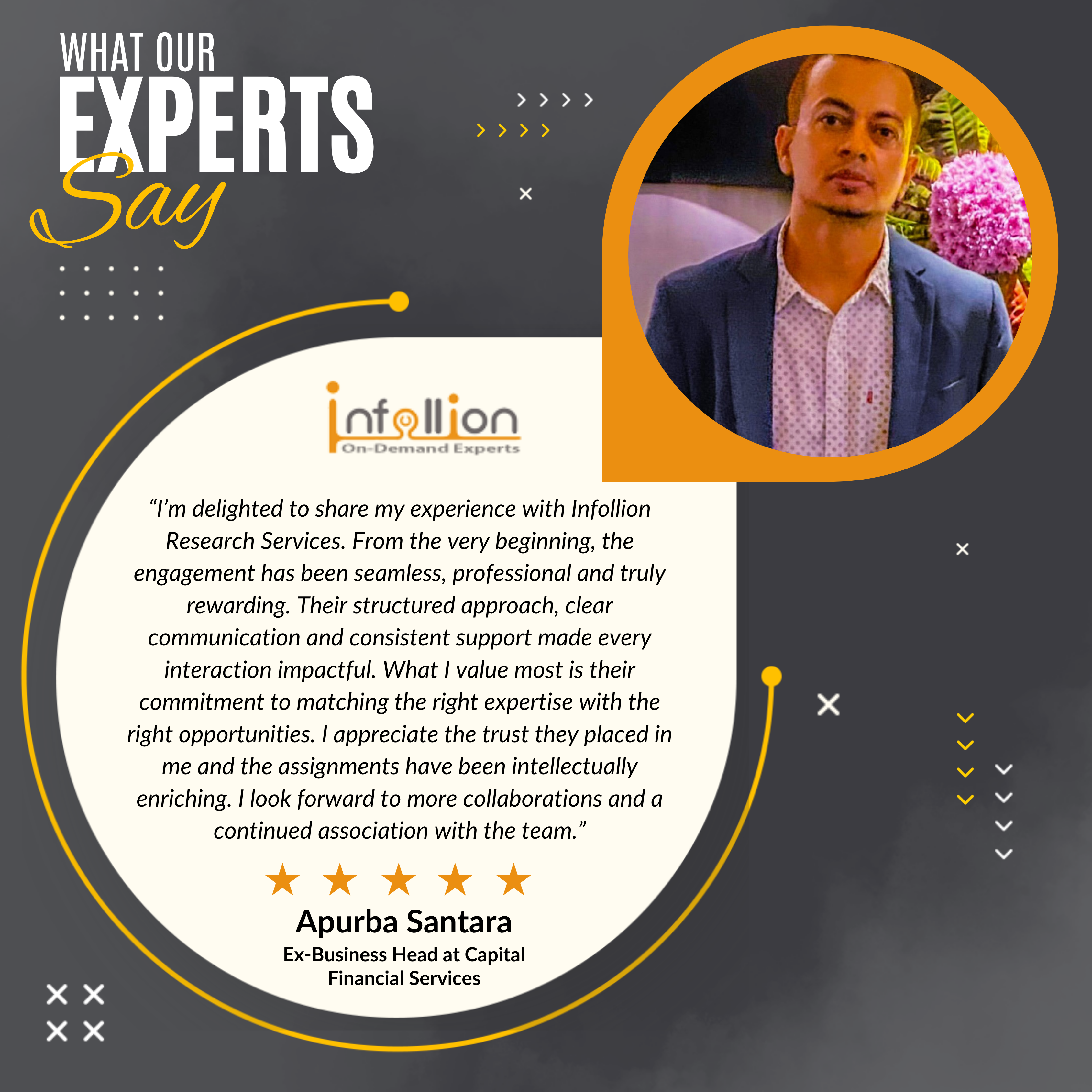 Testimonial from Apurba Santara, Ex-Business Head at Capital Financial Services