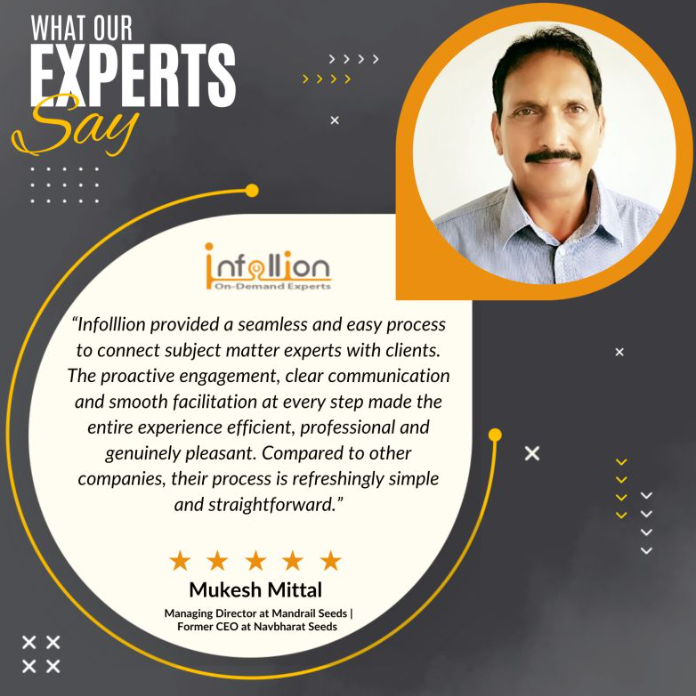 Testimonial from Mukesh Mittal, Managing Director at Mandrail Seeds, Former CEO at Navbharat Seeds