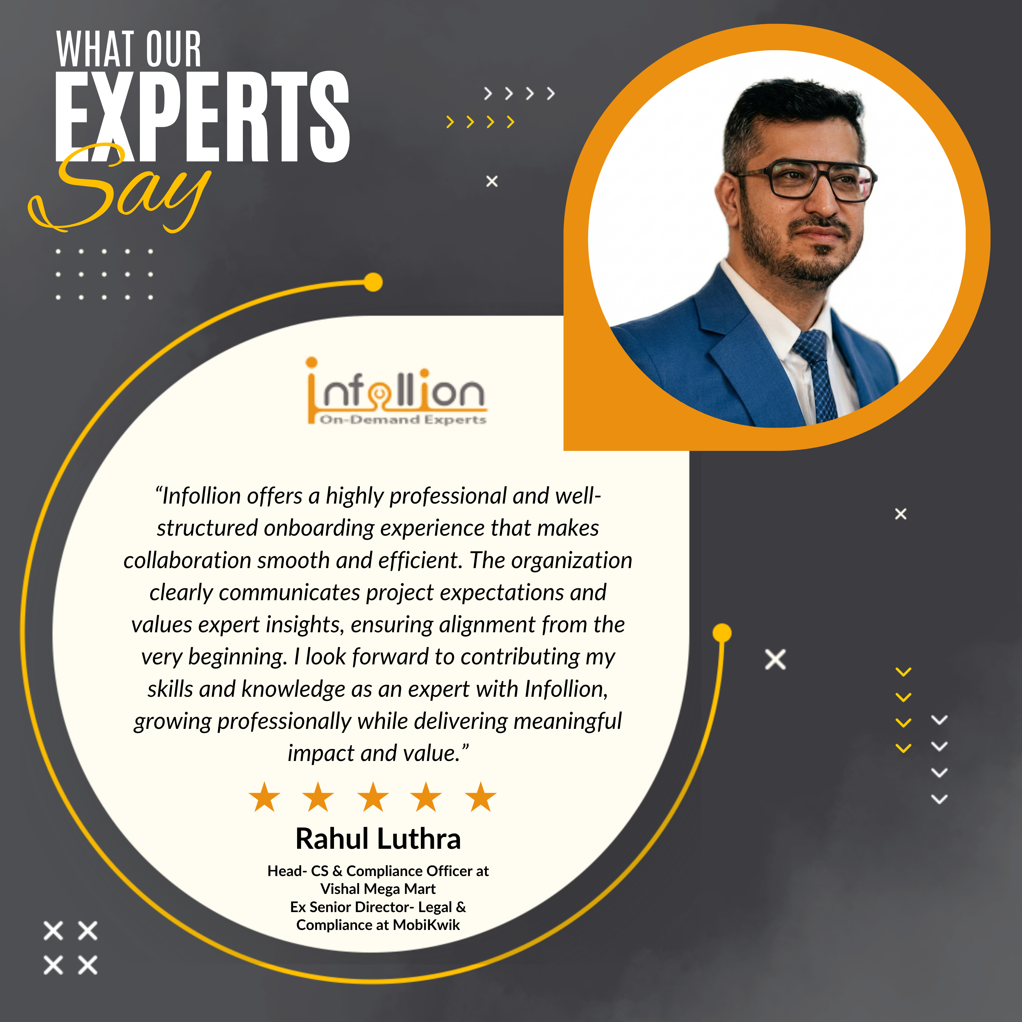 Testimonial from Rahul Luthra, Head - CS & Compliance Officer at Vishal Mega Mart